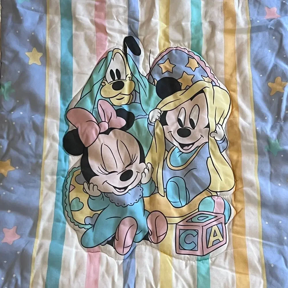 Disney Babies Baby Blanket Vintage‎ Dundee Minnie Mickey Goofy Pastel Comforter